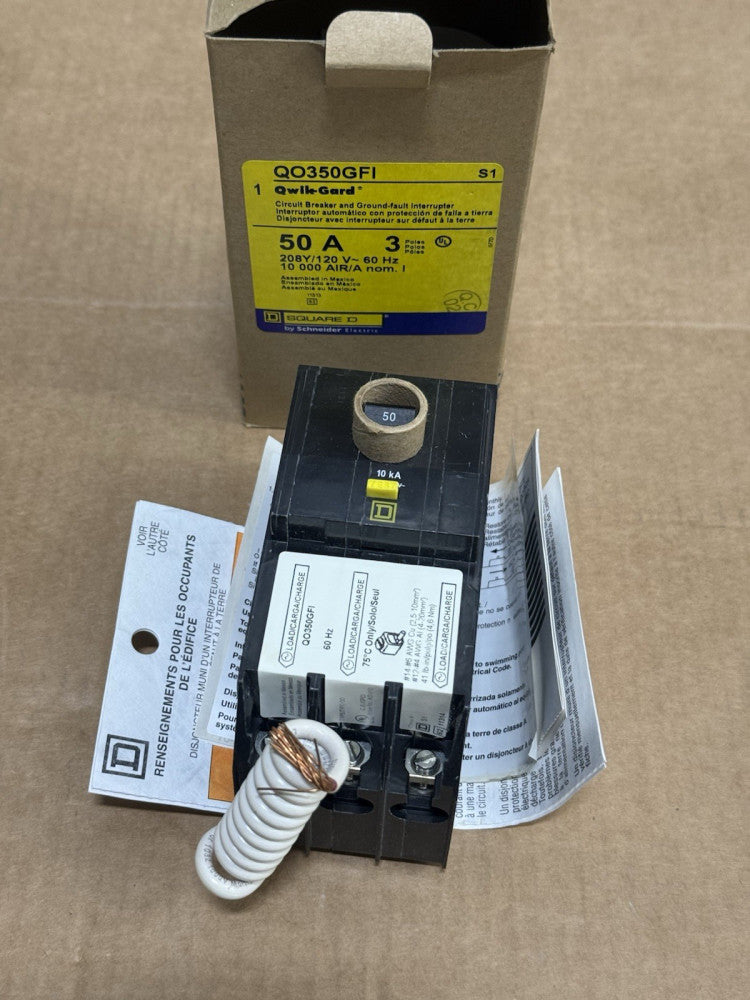 Square D QO350GFI - 50A 3 Pole Qwik-Gard Circuit Breaker 208Y/120V - New