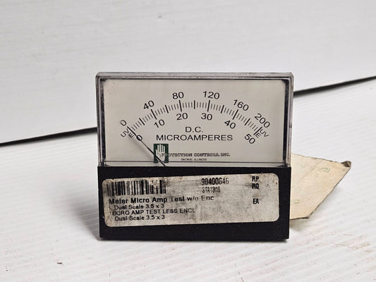 PROTECTION CONTROLS DC MICROAMPERES DUAL SCALE PANEL METER 0-200UV 0-50E - USED