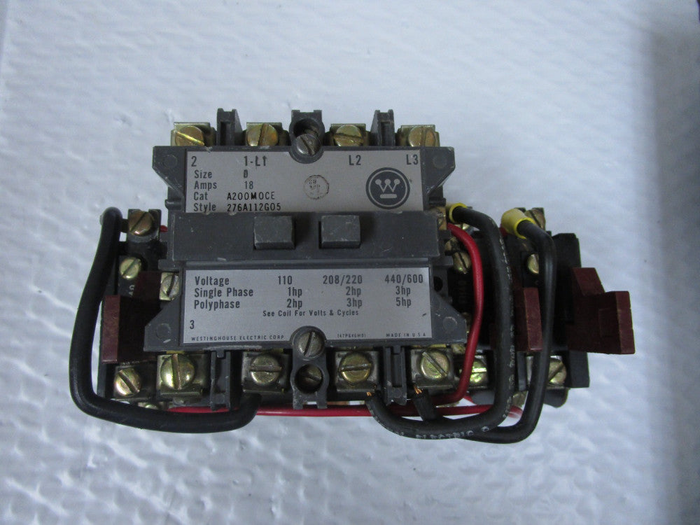 WESTINGHOUSE A200MOCE STARTER SIZE 0 18A AMP 550V COIL AN11A w/HEATERS