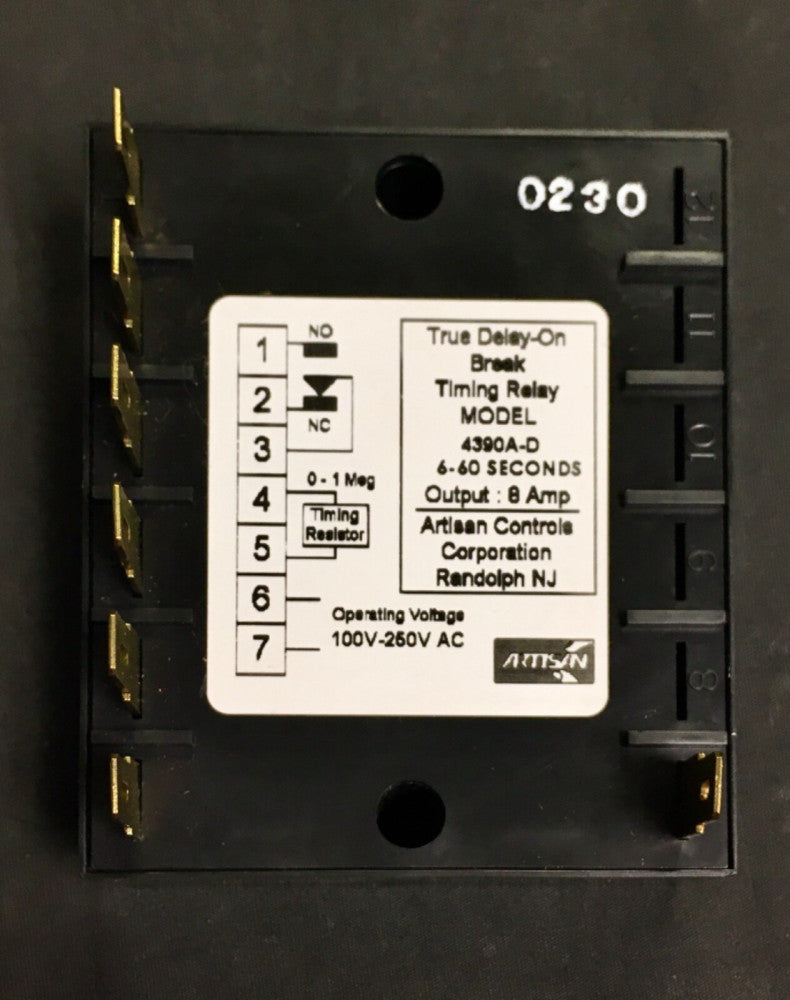 ARTISAN 4390A-D 6-60 Second Solid State Timing Relay Timer Module 100-25 VAC