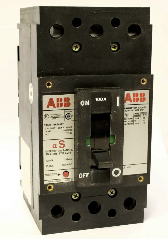 ABB UXAB 727131 R 123 100 AMP 240 VAC 3 Pole Circuit Breaker 10 kaic