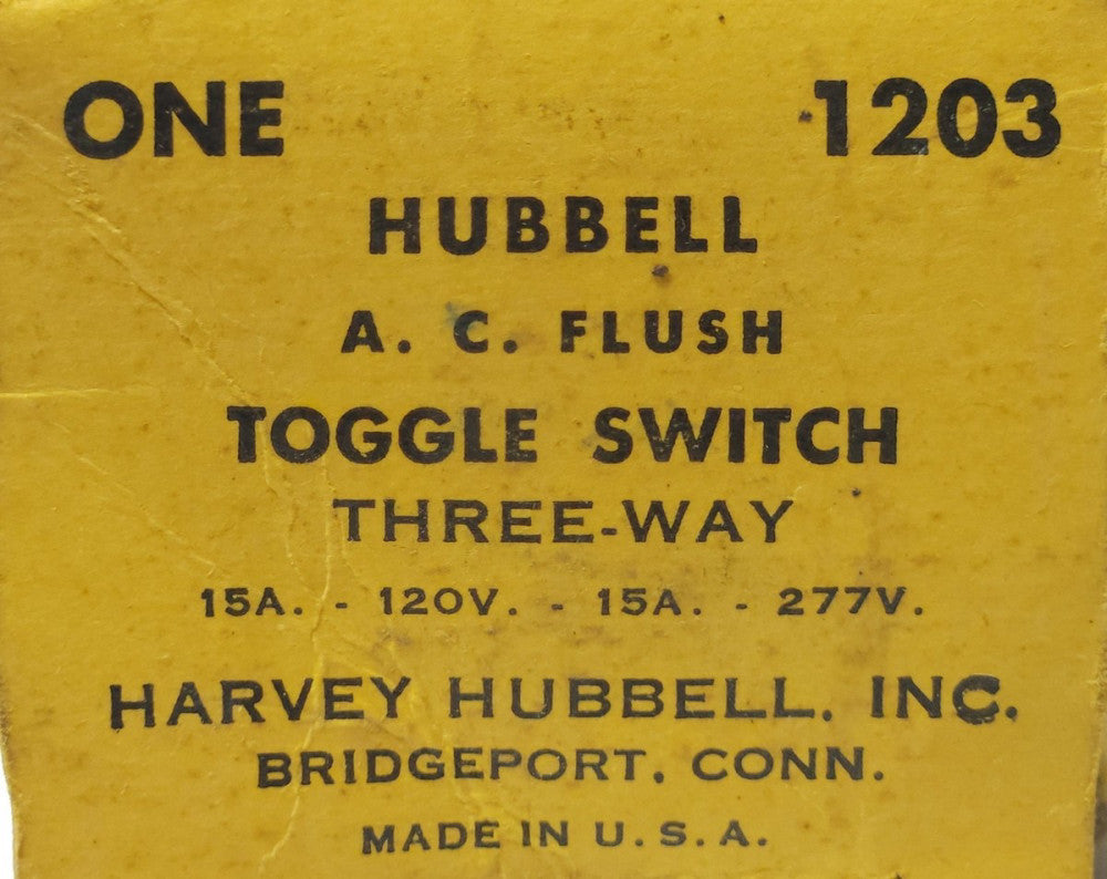 LOT OF 7 HUBBELL 1203 Three Way 15 Amp 120-277 VAC AC Toggle Switch
