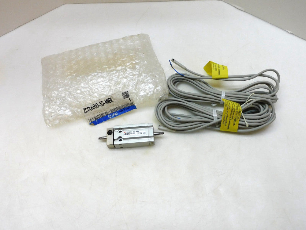 SMC CYLINDER ZCDUKR10-5D-M9BL W/ 2 CORDS D-M9B