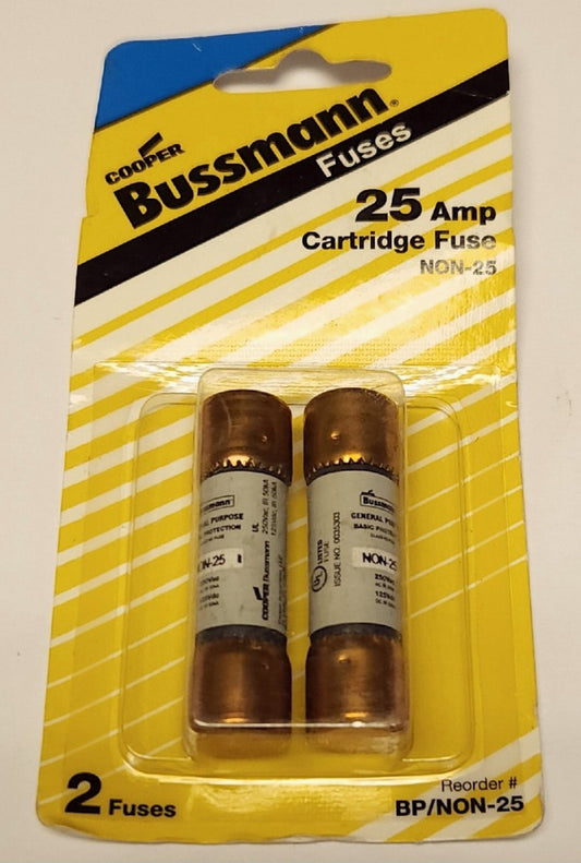 PACK OF 2 COOPER BUSSMANN BP NON 25 Cartridge Fuse 25 AMP 250 VAC NON-25