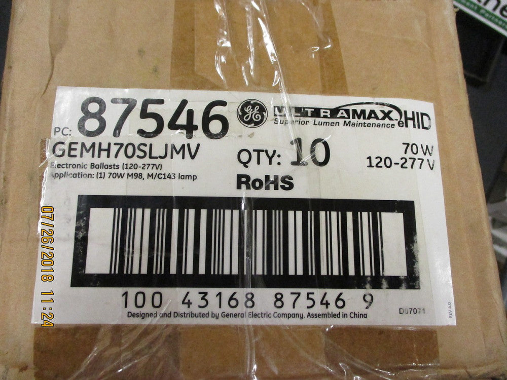 87546 GE Lighting 1 Lamp - 70 watt - 120/277 volt - M98 M/C143 BRAND NEW!