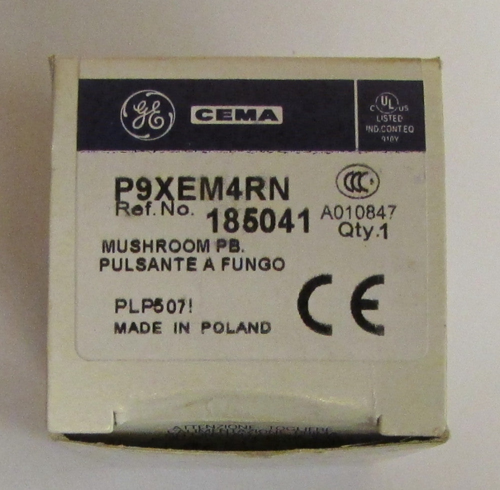 GENERAL ELECTRIC GE P9XEM4RN RED Mushroom Push Button CEMA Momentary Operator