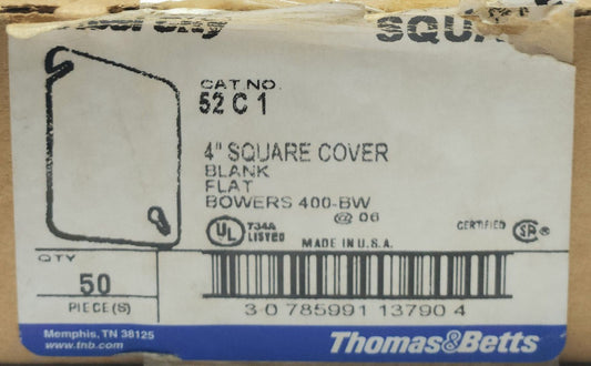 BOX OF 14 STEEL CITY THOMAS & BETTS 52C1 4" Square Cover Flat Bowers 400-BW