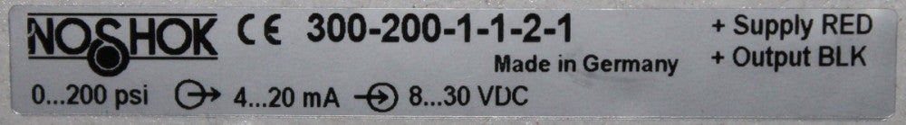 NOSHOK 300 200 1 1 2 1 0-200 PSI 4-20 MA 8-30 VDC Pressure Transmitter