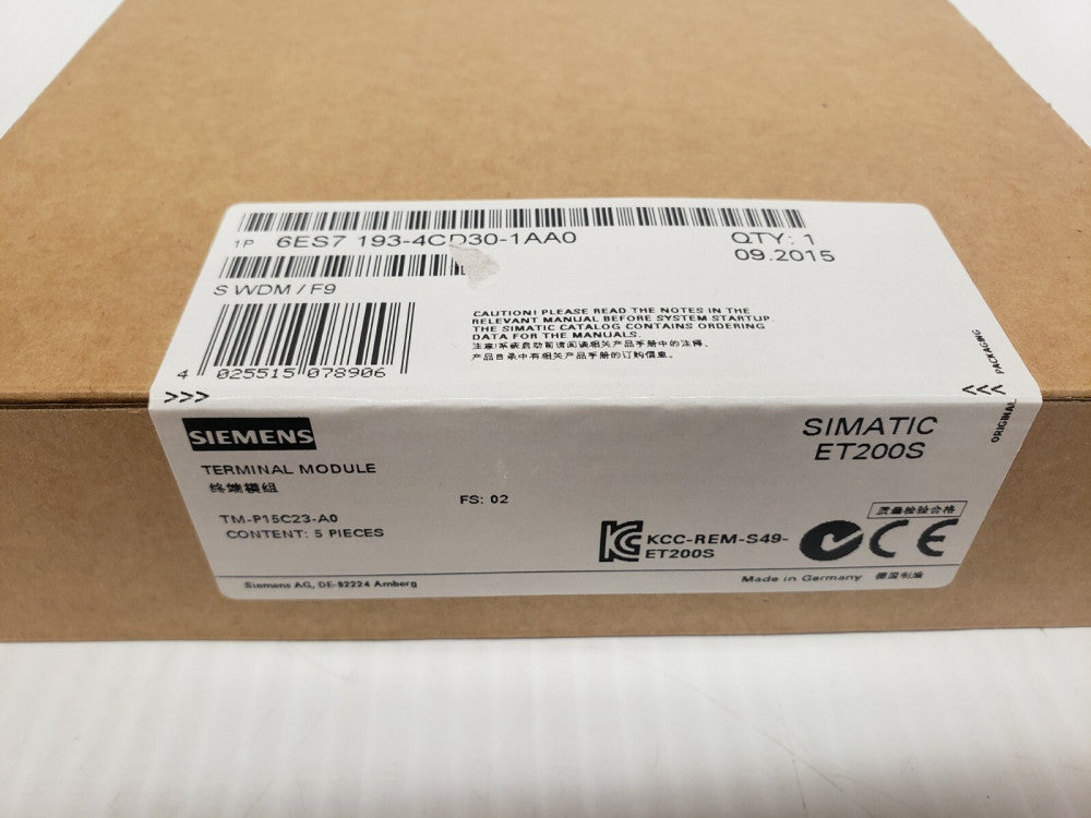 NEW, SIEMENS, 6ES7193-4CD30-1AA0,SIMATIC DP, 5 TERMINAL MODULES