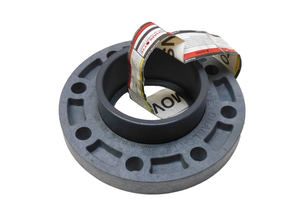 Charlotte 4” Sch80 Van Stone Socket Flange 8 Bolt PVCI F-1970 150psi 30ft lbs TQ