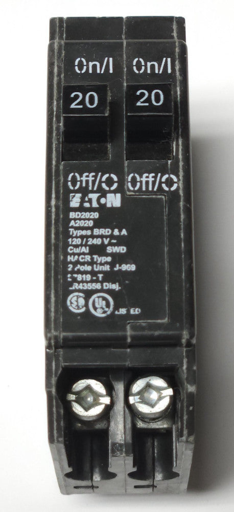 EATON CUTLER HAMMER BD2020 Type BR Duplex Single Pole 20 AMP Circuit