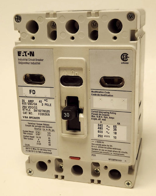 EATON FD3030S 3 Pole 30 AMP FD3030 Visa Breaker Safety View Circuit Breaker