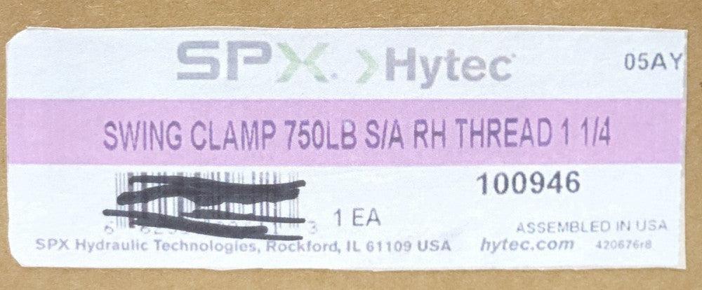 SPX HYTEC 100946 SWING CLAMP 750 LB S/A RH THREAD 1 1/4" Pull Clamp Threaded Bod