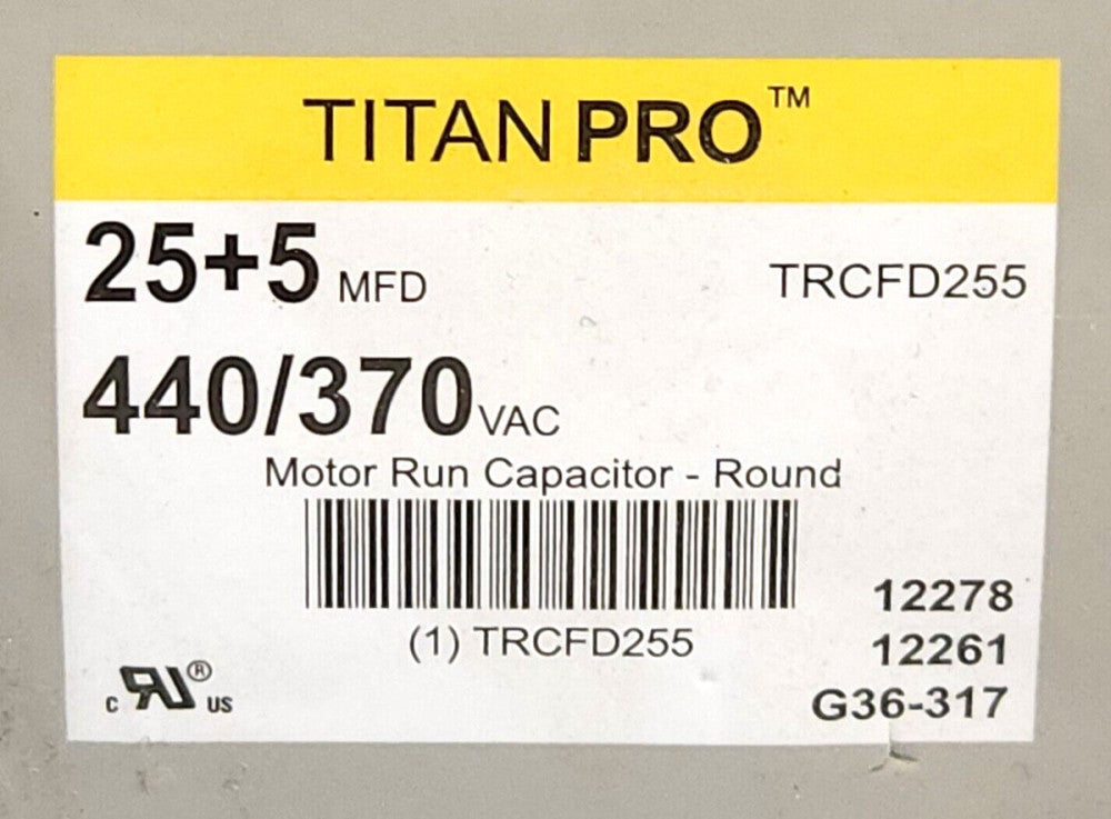 TITAN PRO TRCFD255 25+5 MFD 440 370 Volt Motor Dual Run Capacitor