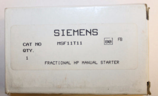 SIEMENS Fractional HP Manual Starter MSF11T11