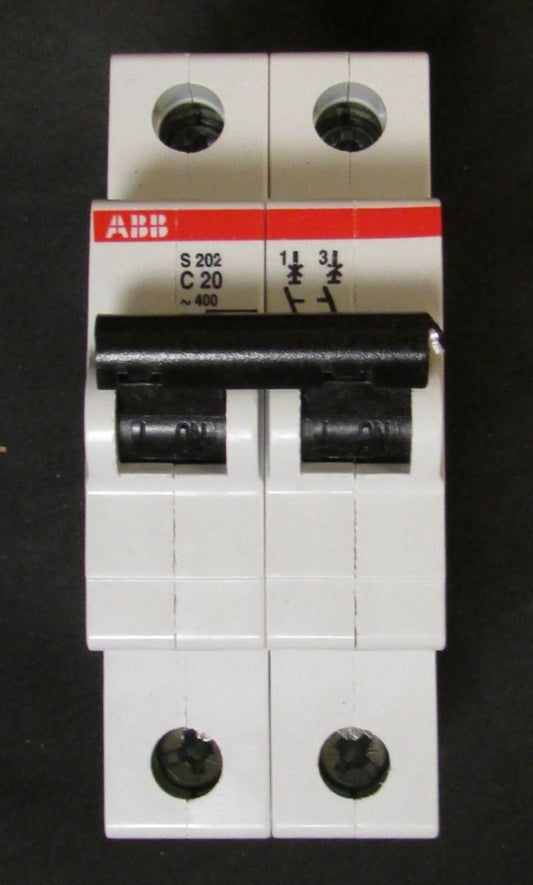 ABB 2CDS 252 001 R0204 S202 C20 2 Pole 20 Amp Miniature Circuit Breaker