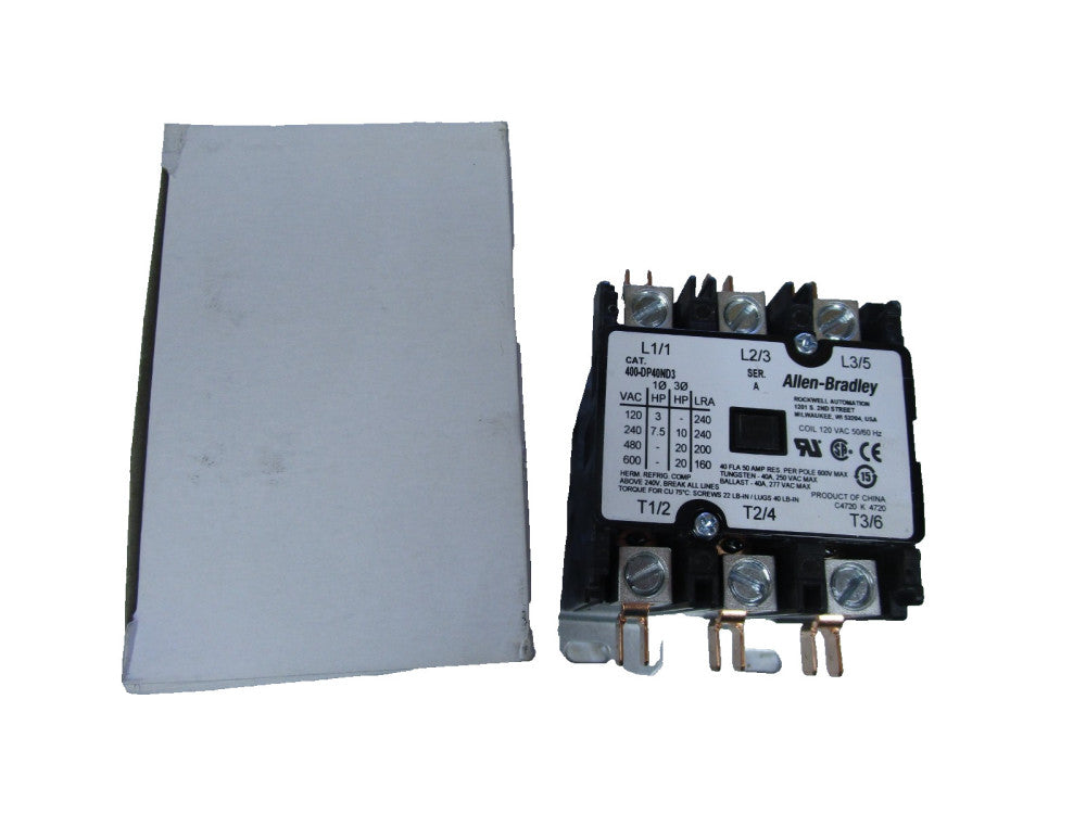 Allen Bradley 400-DP40ND3 Contactor Ser A 120V coil 40A Amp