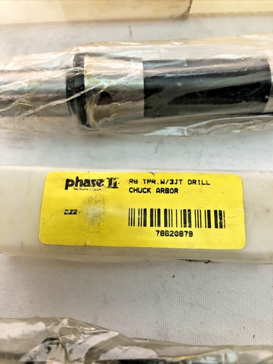1 New Phase II 78620879 TPR.W/3JT Drill Chuck Arbor R8-JT3