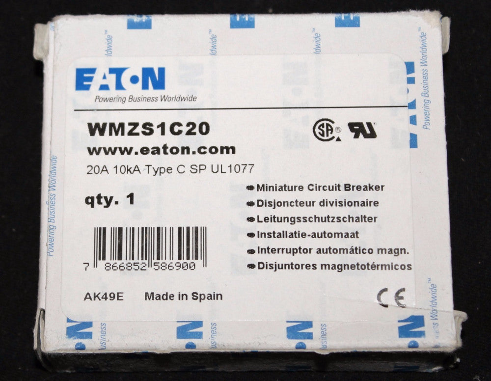 EATON  WMZS1C20 Single Pole 20 Amp C20 Circuit Breaker 