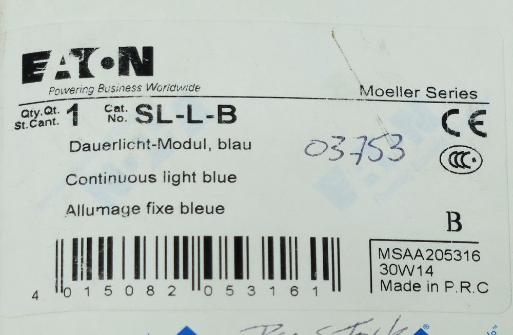 EATON SL-L-B 24-230 Volt Light Blue Tower Stack Light SL L B Continuous