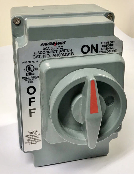 ARROW HEART AH30MS1B 30 AMP 600 VAC ON OFF Manual Motor Controller Disconnect 