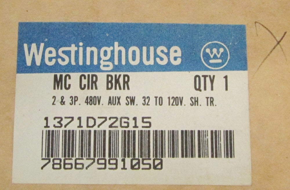 WESTINGHOUSE MC Circuit Breaker 32-120 V Shunt Trip Combination 1371D72G15