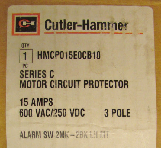 CUTLER HAMMER HMCP015E0CB10 HMCP Motor Circuit Protector 2MK-2BK Alarm Switch 