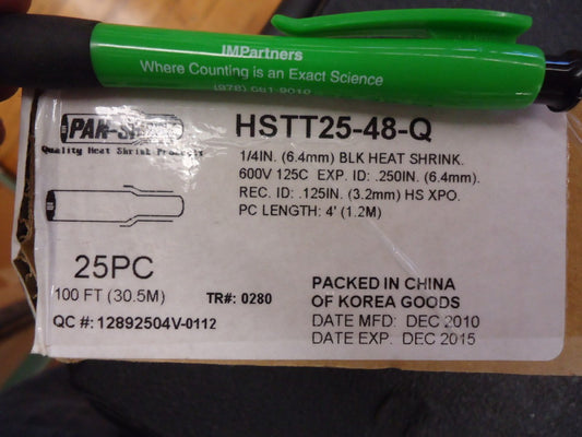 Panduit HSTT25-48-Q 1/4 X 48" Black Heat Shrink Tubing. New 100 Feet!