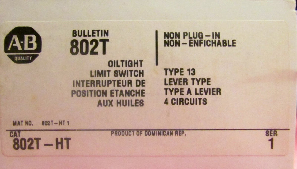 ALLEN BRADLEY 820T HT Type 13 Circuit Non Plug In Limit Switch