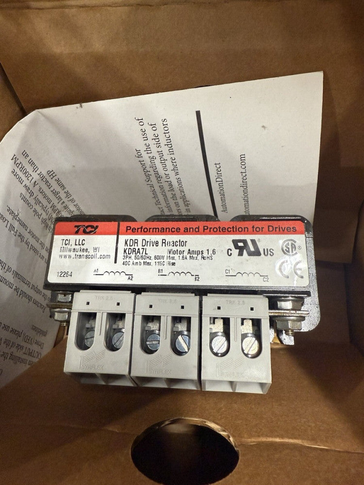 TCI KDRA7L KDR Drive Reactor 3PH, 600V, Motor Amps 1.6 - New