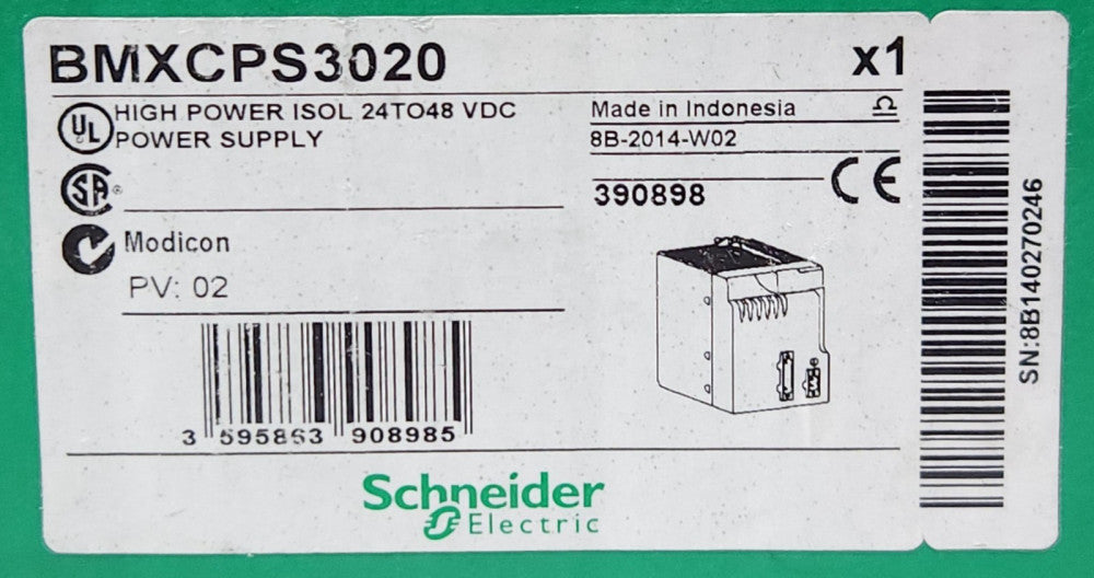 SCHNEIDER ELECTRIC MODICON BMXCPS3020 High Power Isolated Power Supply 24-48 VDC