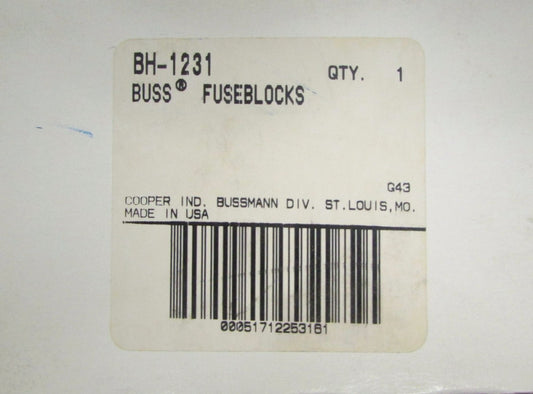  SET OF (2) COOPER BUSSMAN BUSS BH 1231 Fuseblocks 