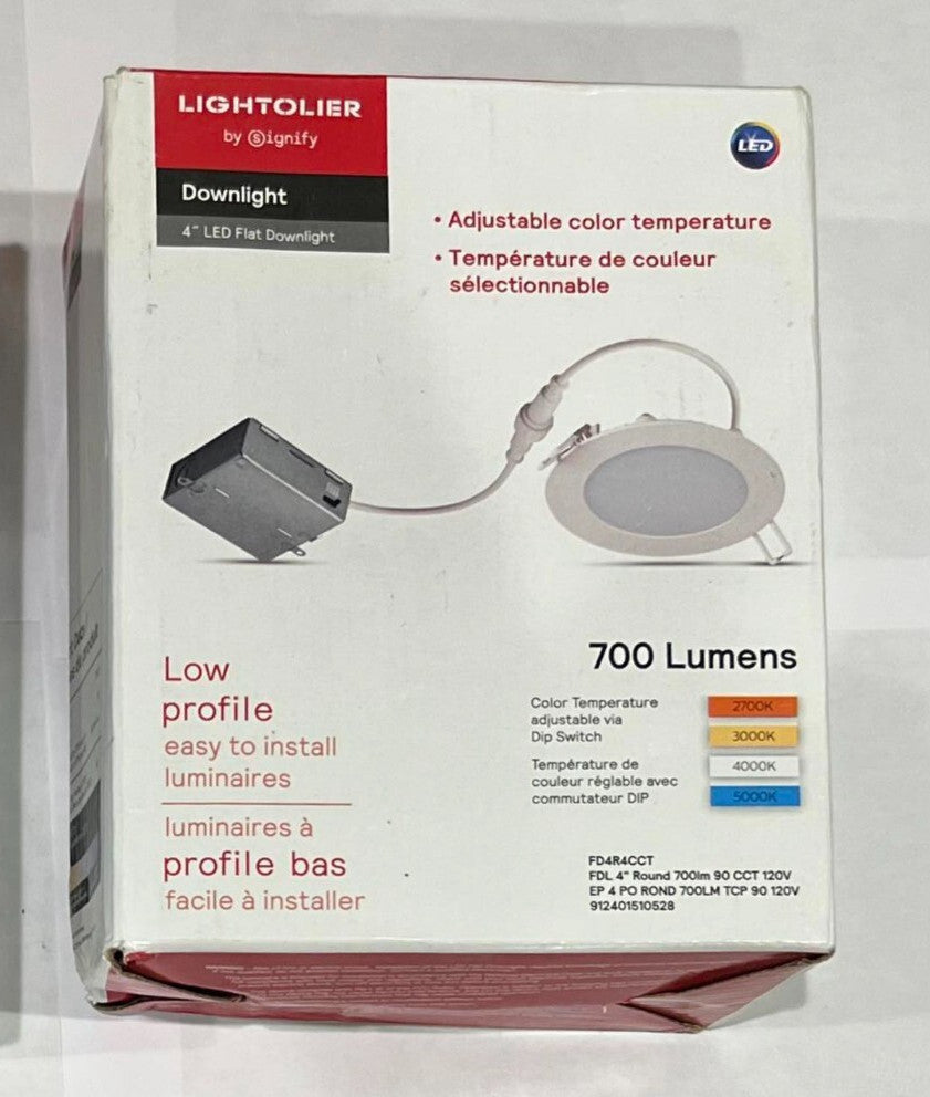 ONE  LIGHTOLIER SIGNIFY FD4R4CCT 4" LED Flat Downlight 700 Lumens