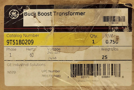 GENERAL ELECTRIC 9T51B0209 Buck Boost Transformer .750 KVA Type QB Primary