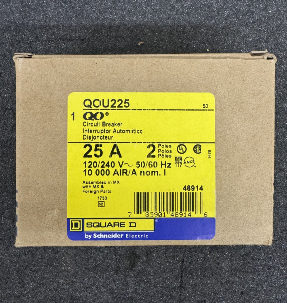 New, Schneider Electric, QOU225, MINIATURE CIRCUIT BREAKER 120/24 