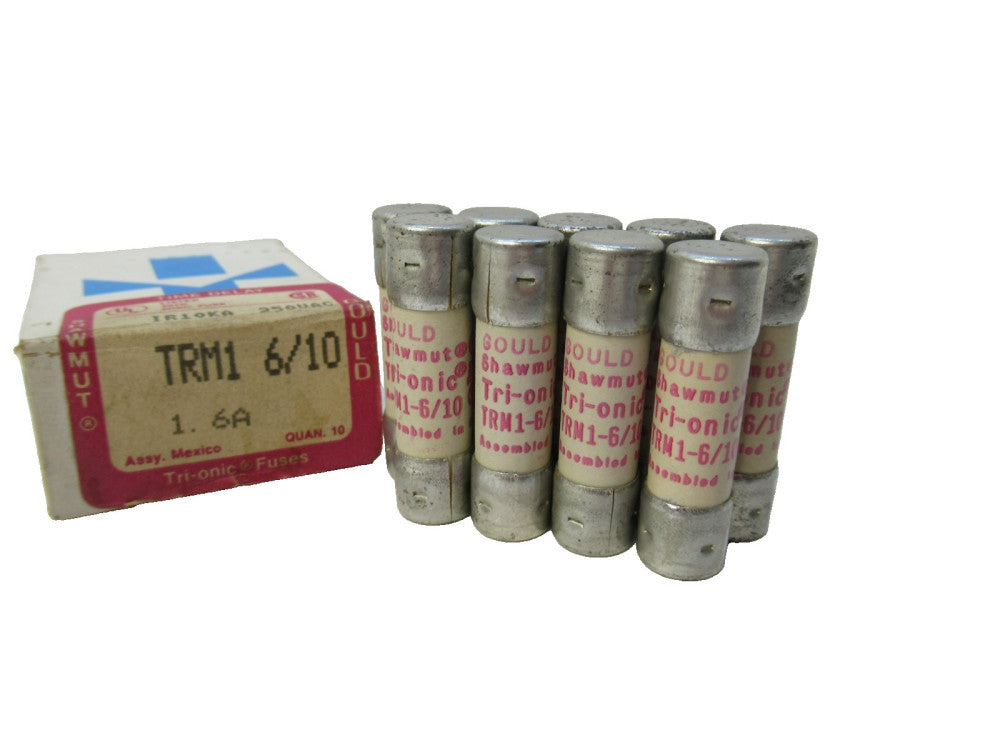 (NEW - Box of 9) GOULD SHAWMUT TRM1 6/10 , 1-6/10 A Amp Tri-Onic Fuse