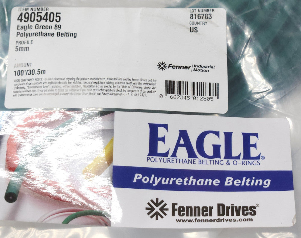 EAGLE Fenner DRIVES 4905405 Eagle Green 89 POLYURETHANE Belting Profile 5mm AMOU