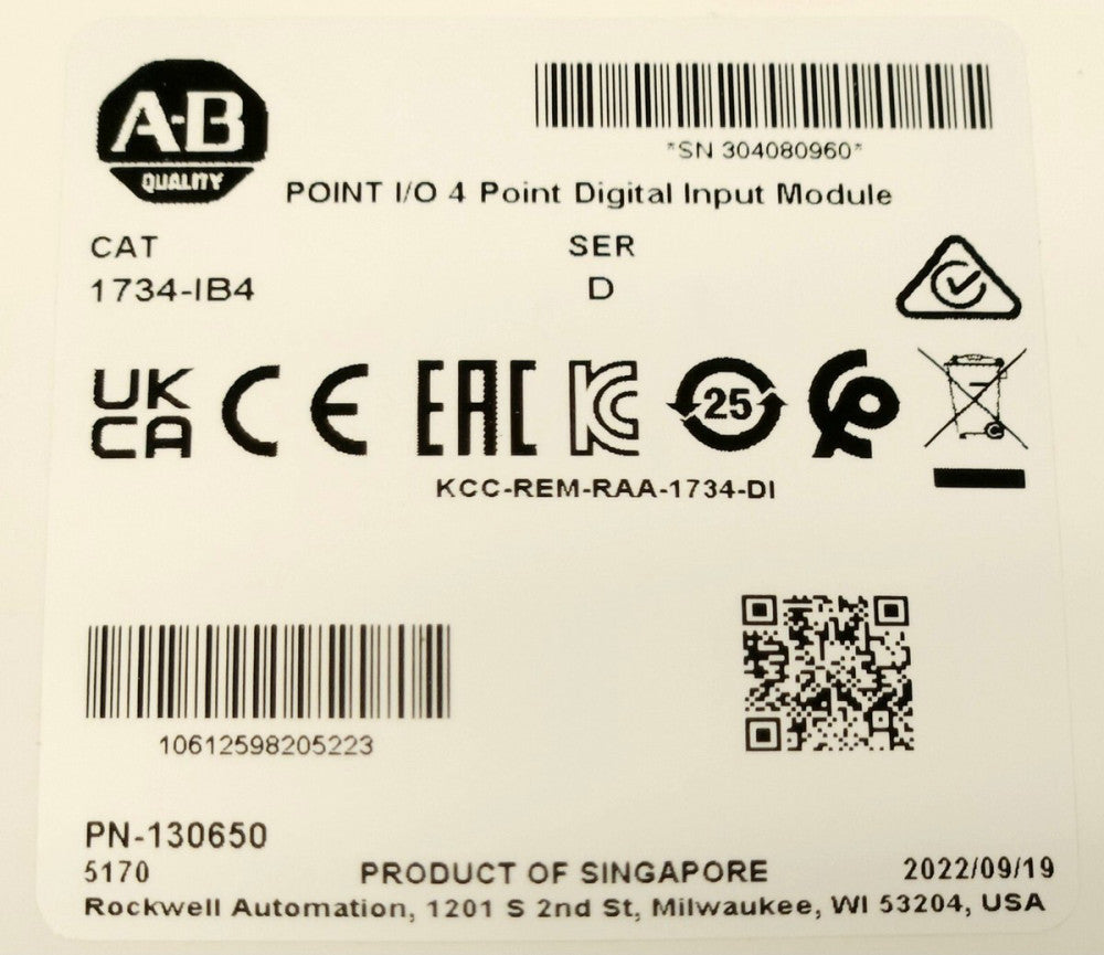 ALLEN BRADLEY 1734 IB4 POINT I/O 4 Point Digital INPUT MODULE 1734-IB4 130650