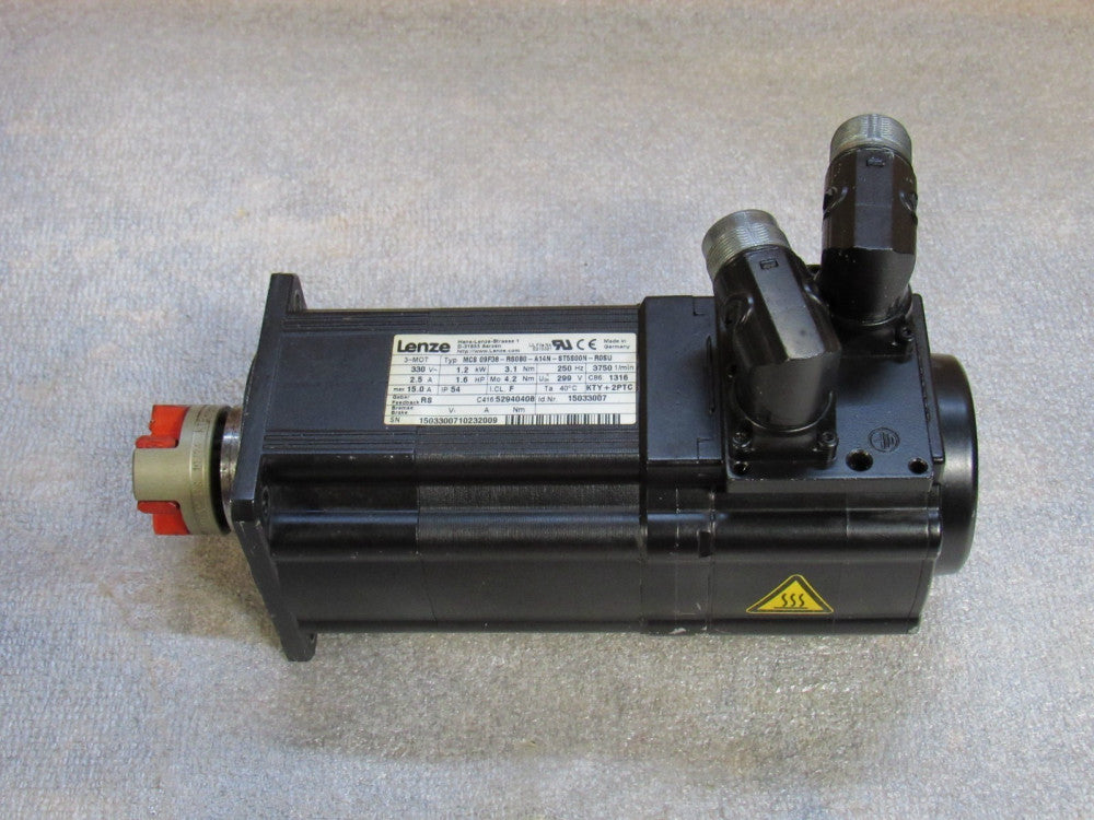 Lenze Servo Motor MCS09F38-RS0B0-A14N-ST5S00N-R0SU 1.2KW 1.6 HP 3PH 3750RPM 330V