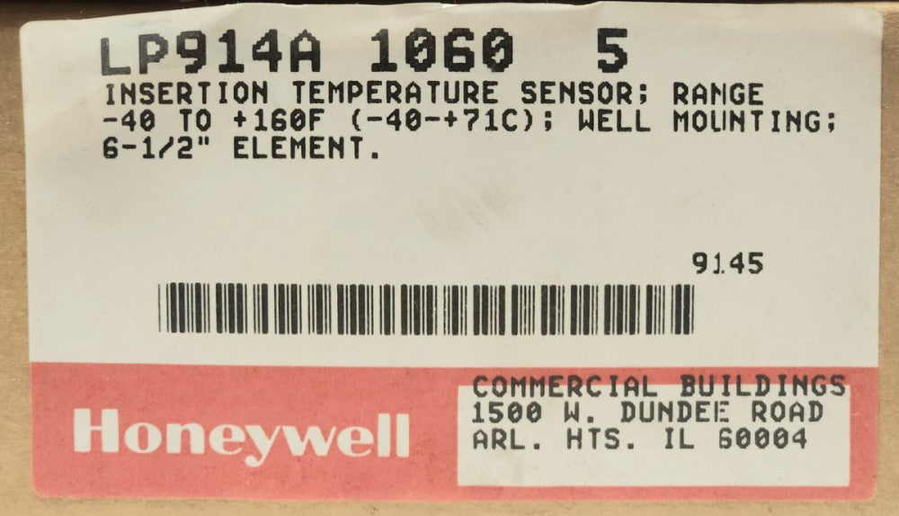 HONEYWELL LP914A 1060 5 9145 Temperature Sensing Probe Sensor Range -40° to 71°C