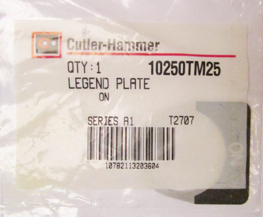 EATON CUTLER HAMMER  10250TM25 ON Push Button  Legend Plate 10250TM25
