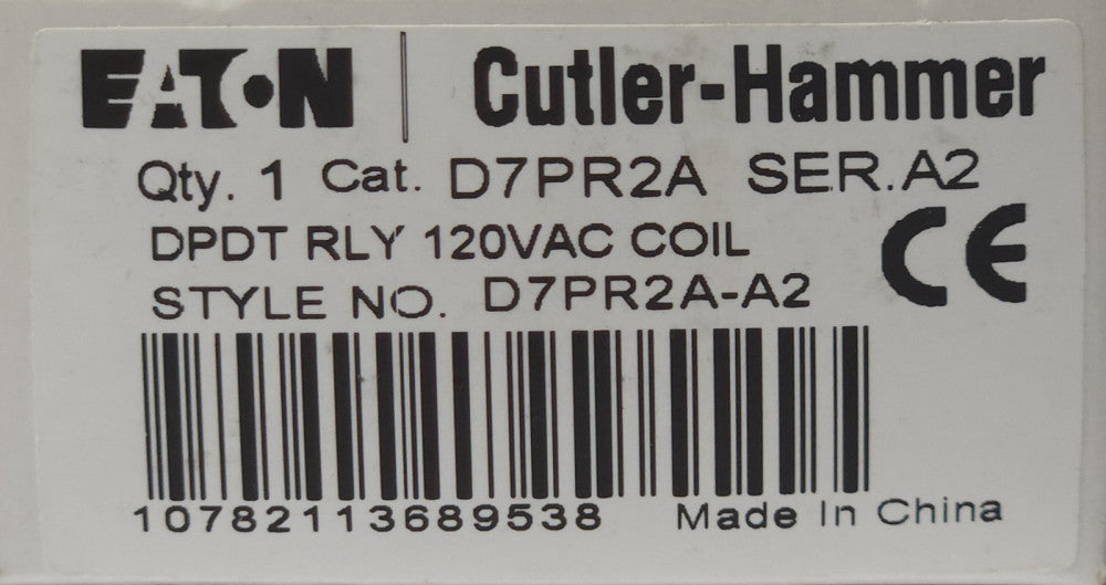 EATON CUTLER HAMMER D7PR2A 120 VAC DPDT Relay D7PR2A-A2 8 Blade Type