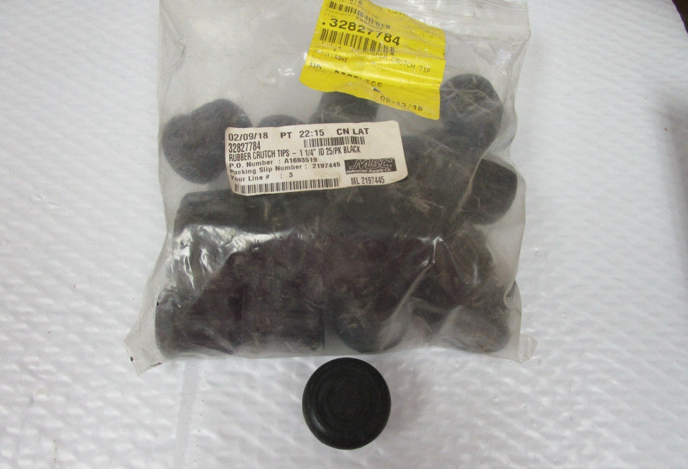 NEW LOT OF 25 MSC 32827784 RUBBER CRUTCH TIPS 1-1/4" ID
