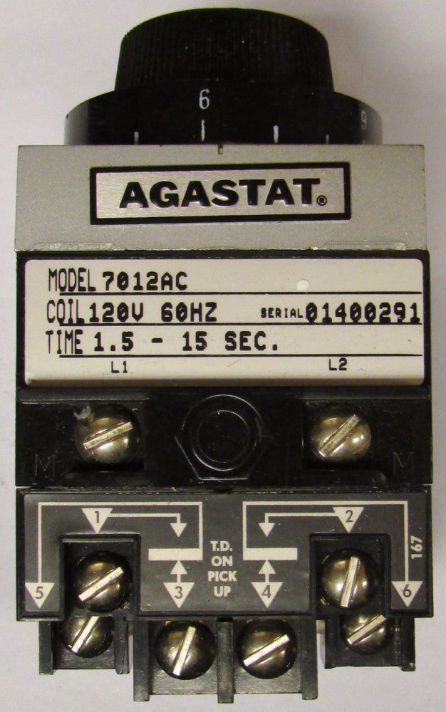 AGASTAT 7012AC 120V 1.5-15 Second Timing Relay Timer