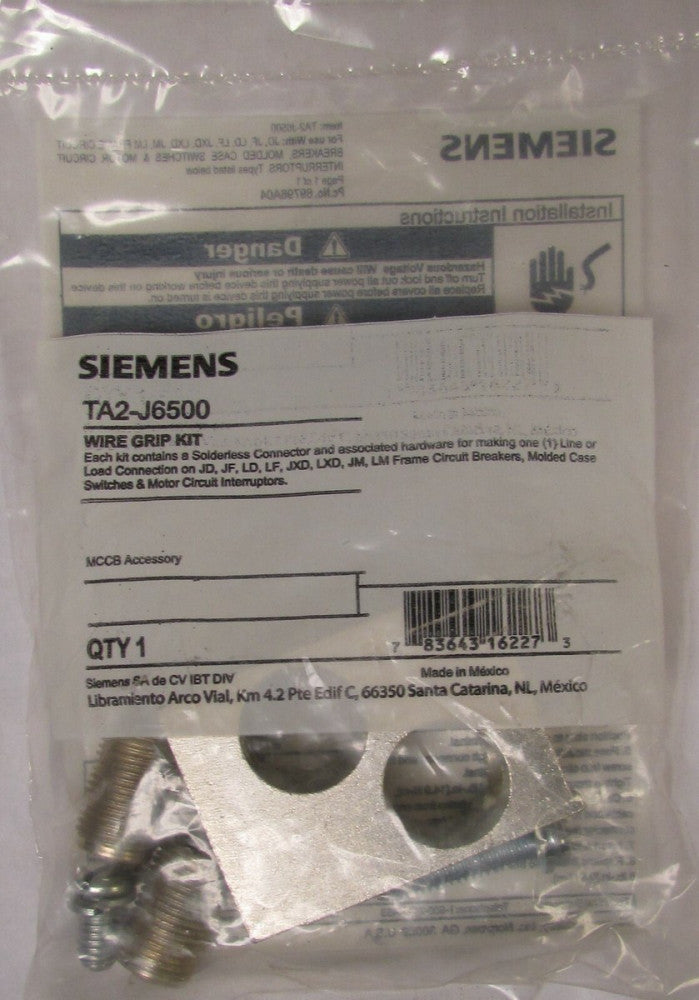 SIEMENS ITE TA2-J6500 CU7AL JD JF LD Circuit Breaker Lug Terminal TA2J6500