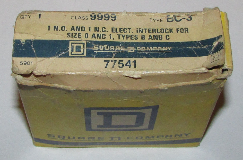 SQUARE D 9999 BC-3 Size 0-1 Electrical Interlock Kit 1 N.O. 1 N.C. 9999 BC 2