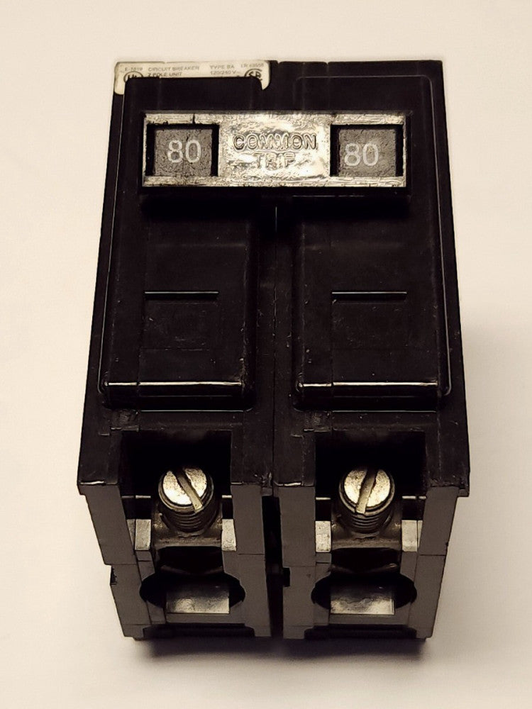 EATON CUTLER HAMMER BAB2080 2 Pole 80 AMP Type BA BAB Circuit Breaker 240 VAC