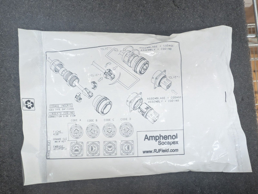 New, Amphenol, RJF6MB, CONN MOD PLUG HSG RJ45 BLACK