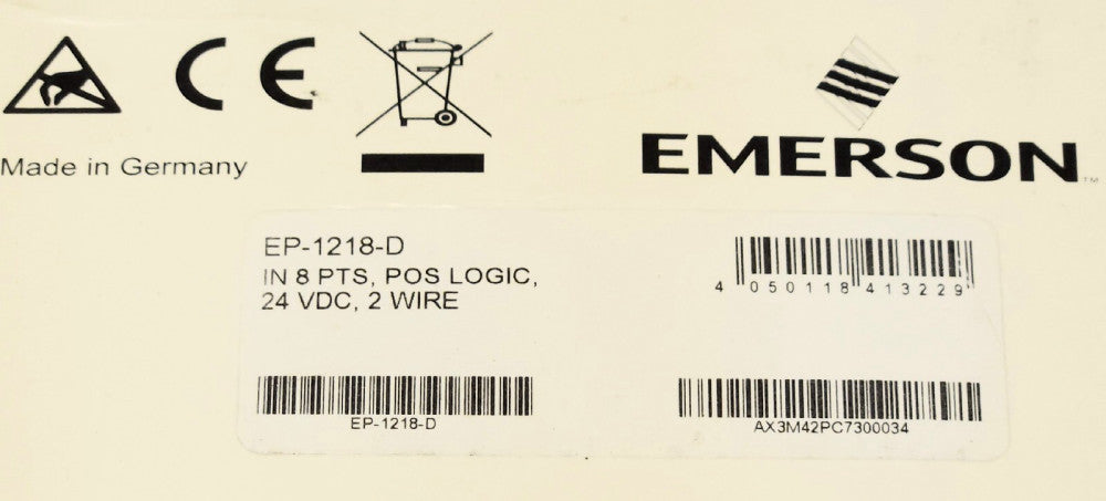 EMERSON EP 1218 D 24 VDC 8 Point Input Module POS LOGIC