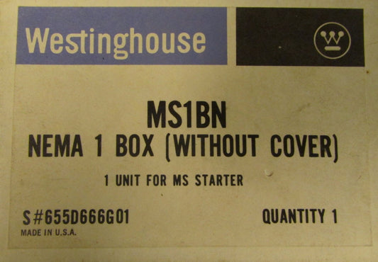 WESTINGHOUSE MS1BN MS Manual Starter Nema 1 Box Enclosure